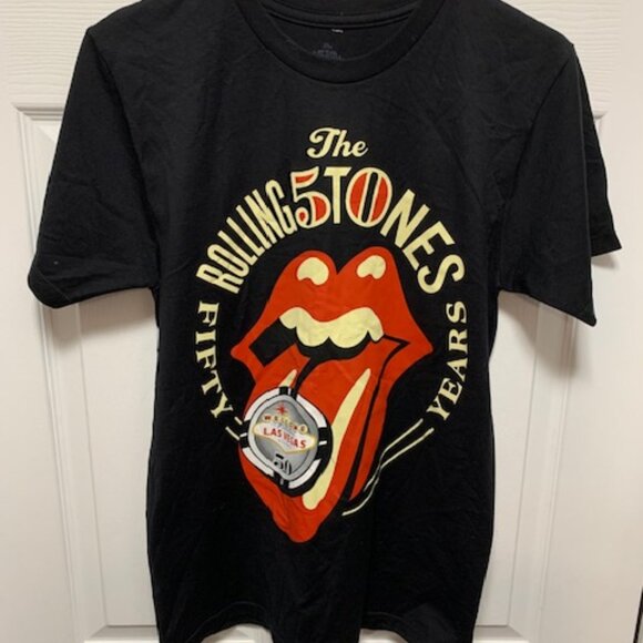 ROLLING STONES   BAND  50 TH  VEGAS TEE - Picture 1 of 2